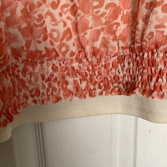 Apt. 9 Short Sleeve Lined Blouse - Salmon and Ivory - Picture 4 of 11